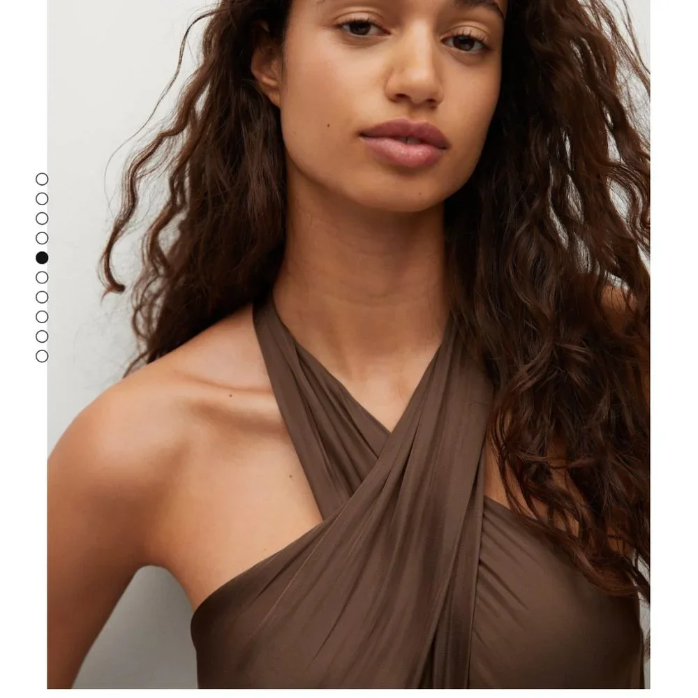 NWT Mango LIMITED EDITION silky look satin jumpsuit in brown - Picture 5 of 10